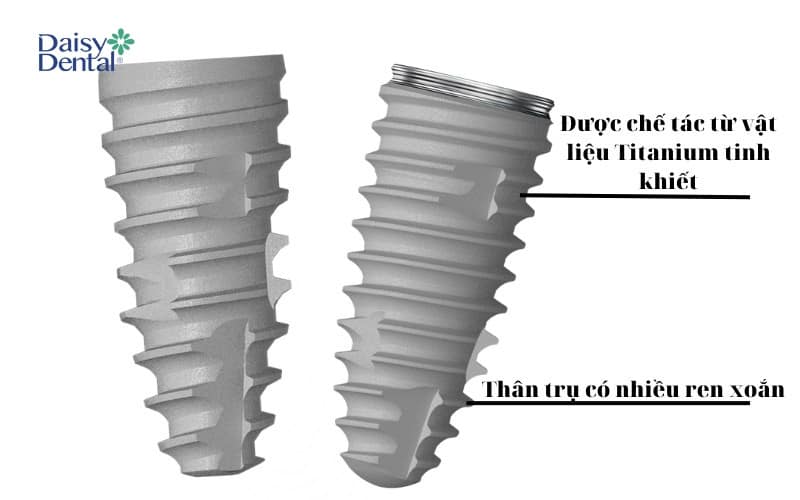 Trụ Implant Neo Biotech được chế tác từ vật liệu Titanium