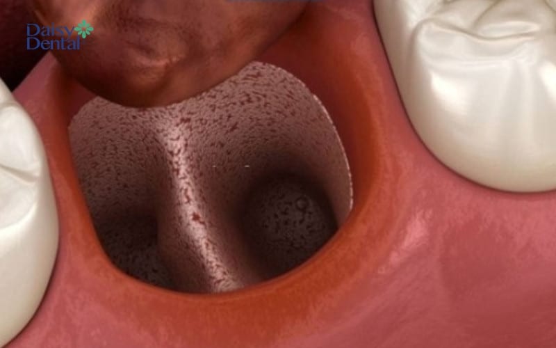 Cục máu đông hình thành giúp bảo vệ ổ răng không bị thức ăn rơi vào