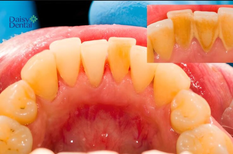 Răng bị đen ở mặt trong có thể được tẩy trắng.